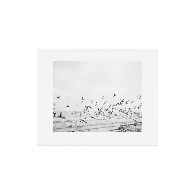 "Seagulls" | Coastal black and white photo | Film photography | Beach Art Print