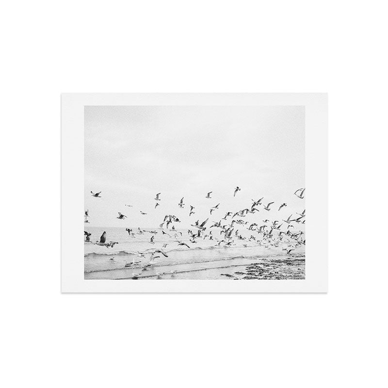 "Seagulls" | Coastal black and white photo | Film photography | Beach Art Print