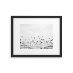 "Seagulls" | Coastal black and white photo | Film photography | Beach Framed Art Print