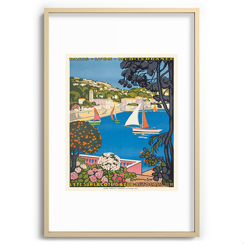 1926 FRANCE Summer On The Cote D'Azur Travel Poster Framed Art Print