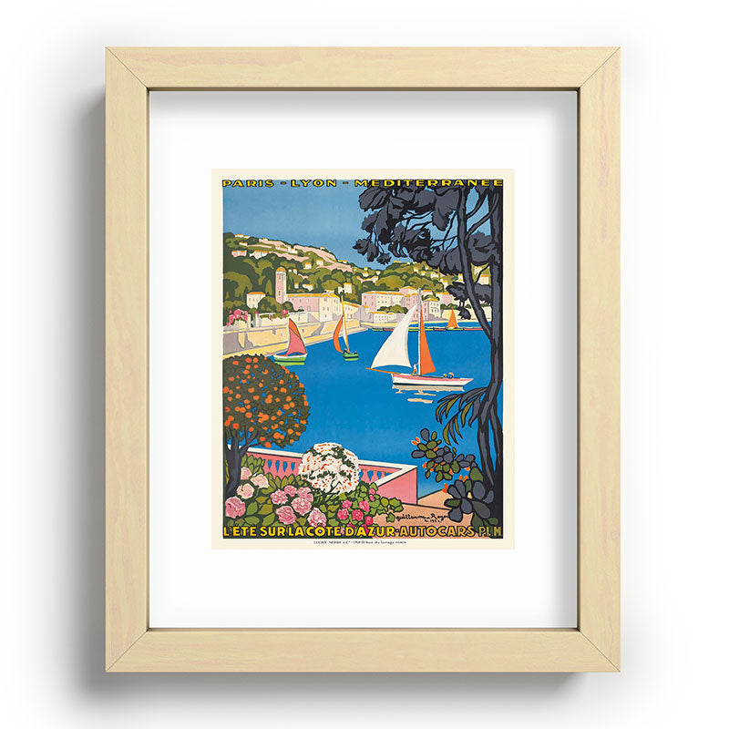 1926 FRANCE Summer On The Cote D'Azur Travel Poster Framed Art Print