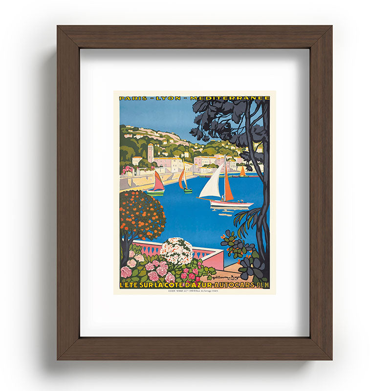 1926 FRANCE Summer On The Cote D'Azur Travel Poster Framed Art Print