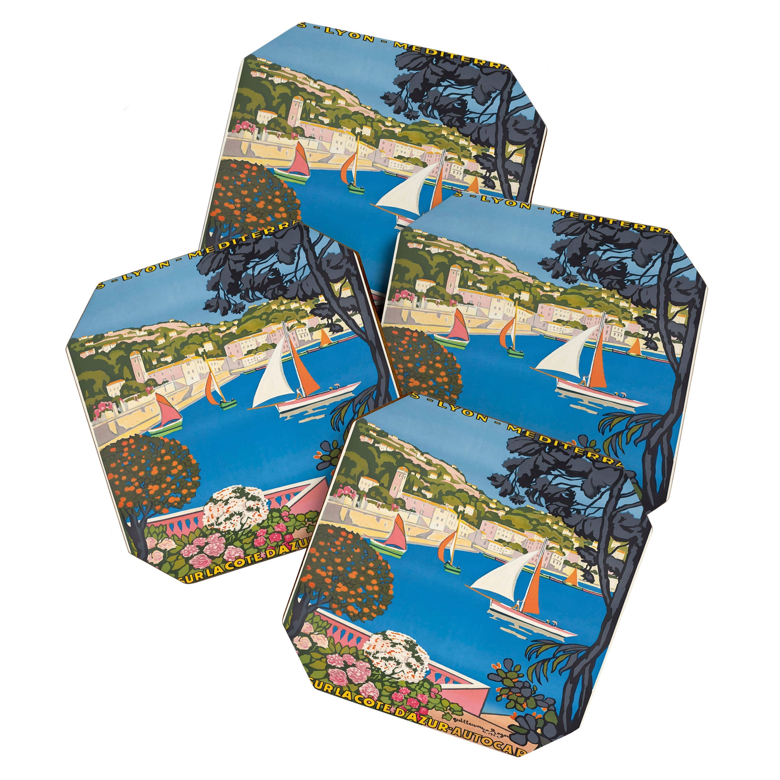 1926 FRANCE Summer On The Cote D'Azur Travel Poster Coaster