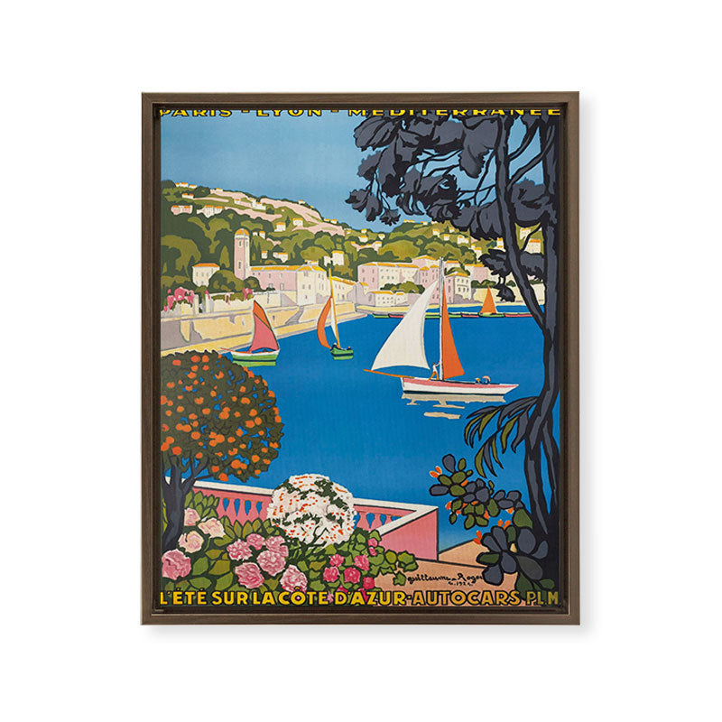 1926 FRANCE Summer On The Cote D'Azur Travel Poster Framed Canvas Print