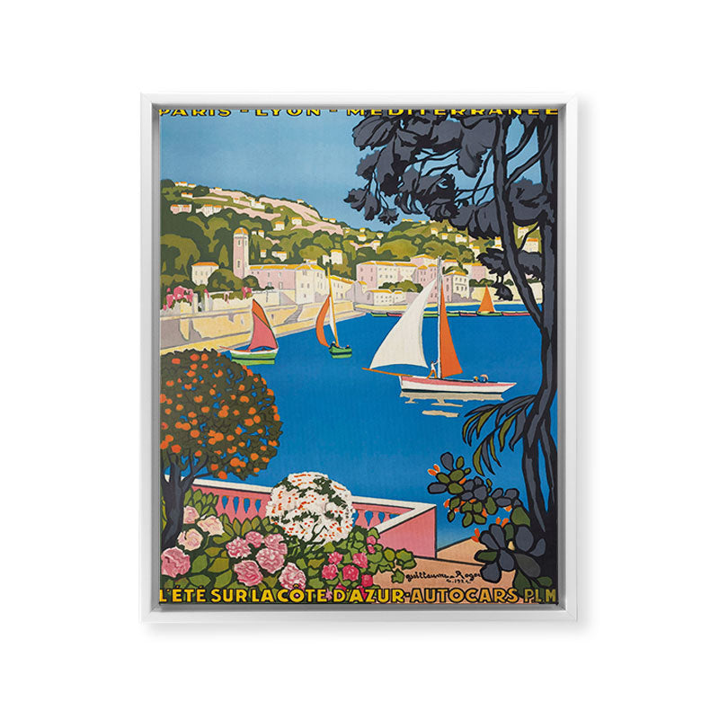 1926 FRANCE Summer On The Cote D'Azur Travel Poster Framed Canvas Print