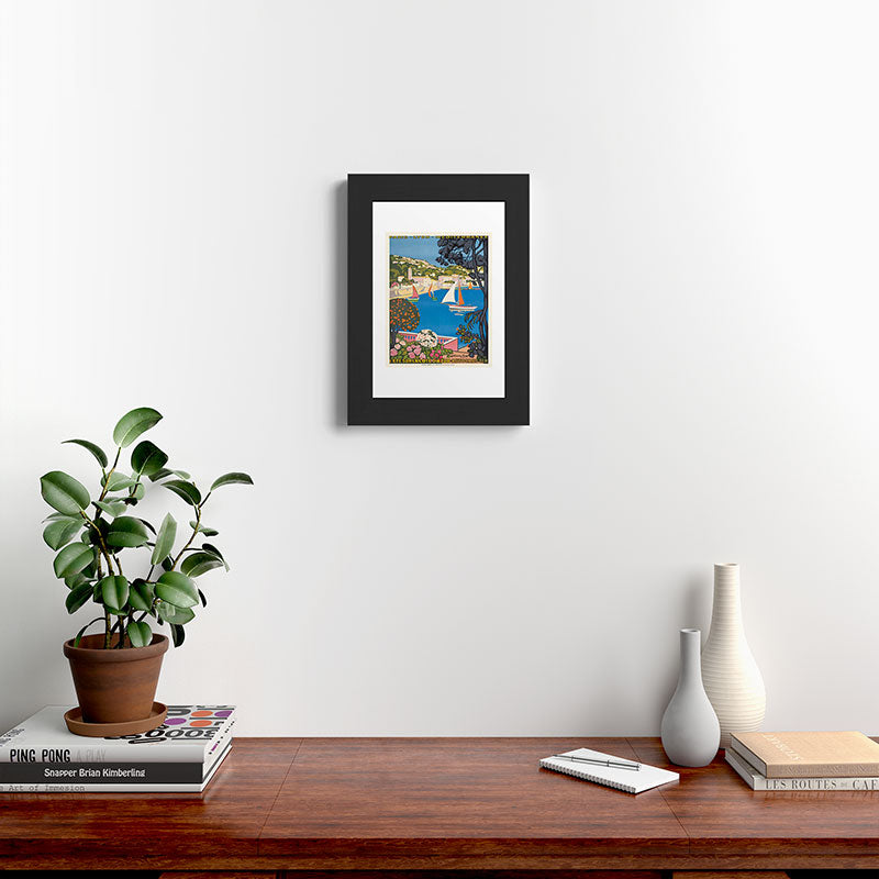 1926 FRANCE Summer On The Cote D'Azur Travel Poster Framed Art Print