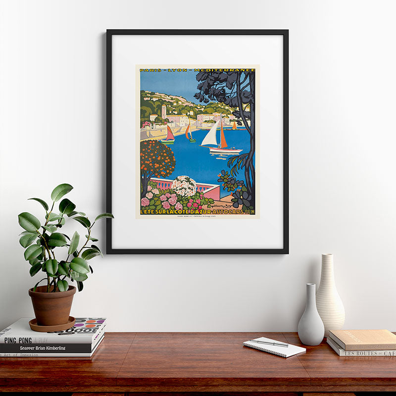 1926 FRANCE Summer On The Cote D'Azur Travel Poster Framed Art Print