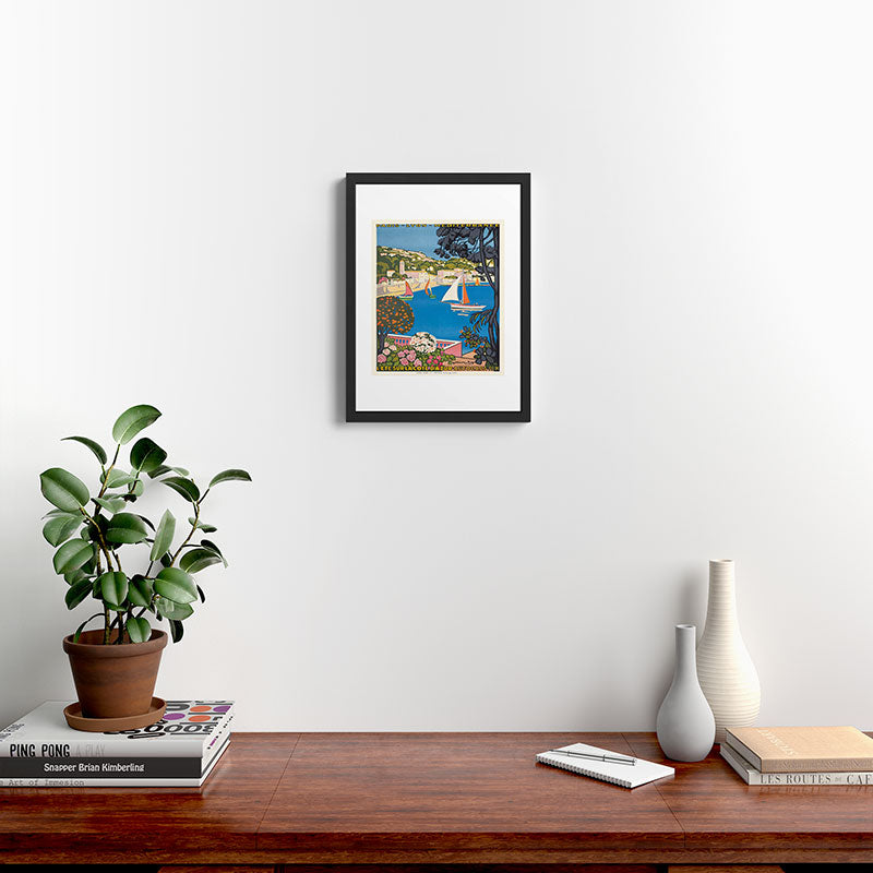 1926 FRANCE Summer On The Cote D'Azur Travel Poster Framed Art Print
