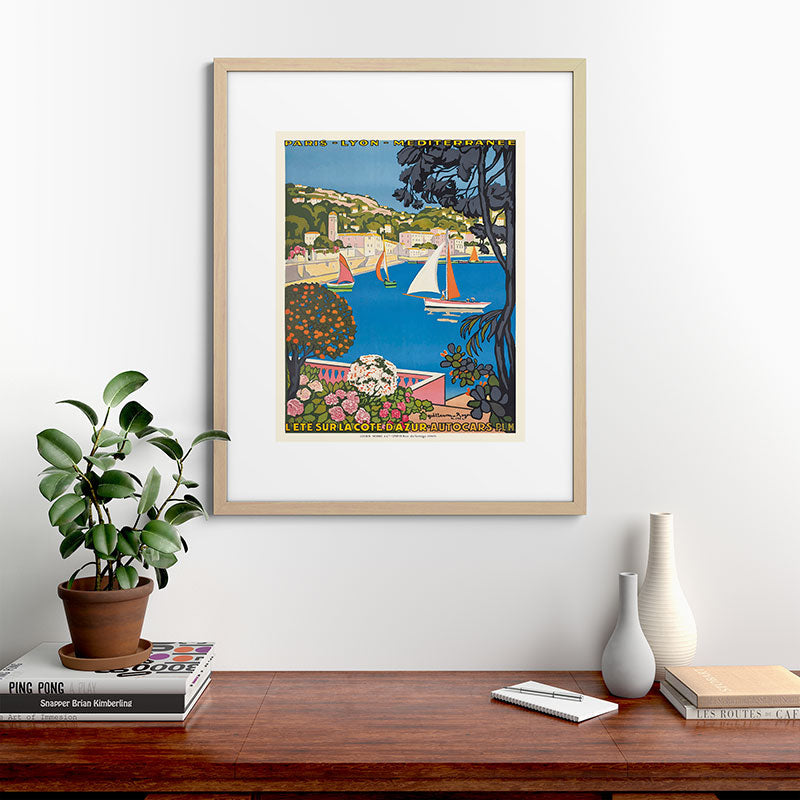 1926 FRANCE Summer On The Cote D'Azur Travel Poster Framed Art Print