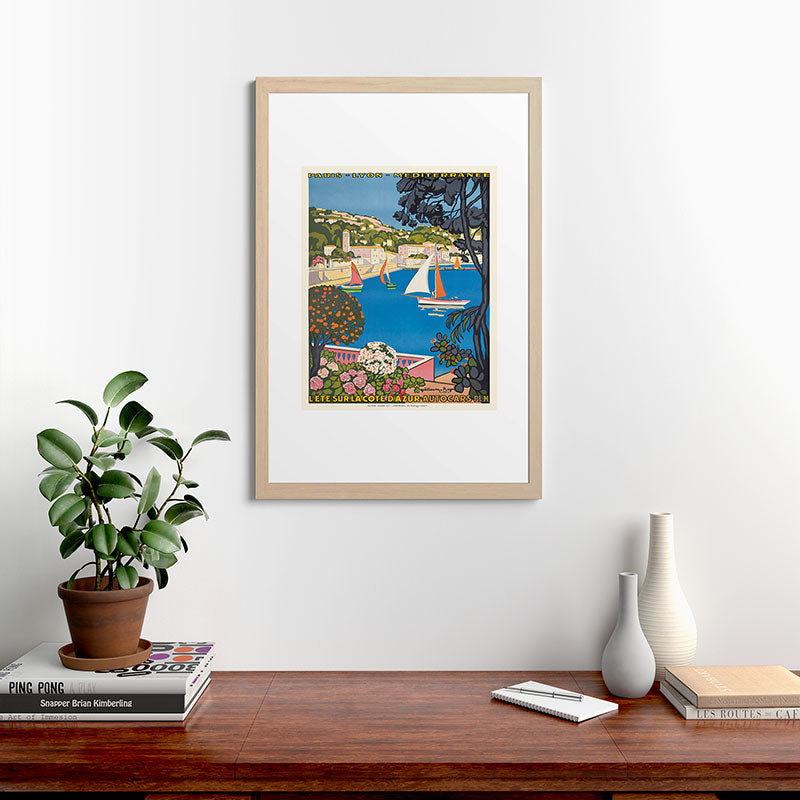 1926 FRANCE Summer On The Cote D'Azur Travel Poster Framed Art Print