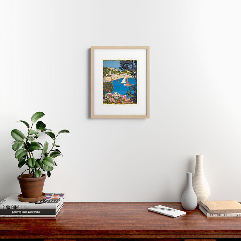 1926 FRANCE Summer On The Cote D'Azur Travel Poster Framed Art Print