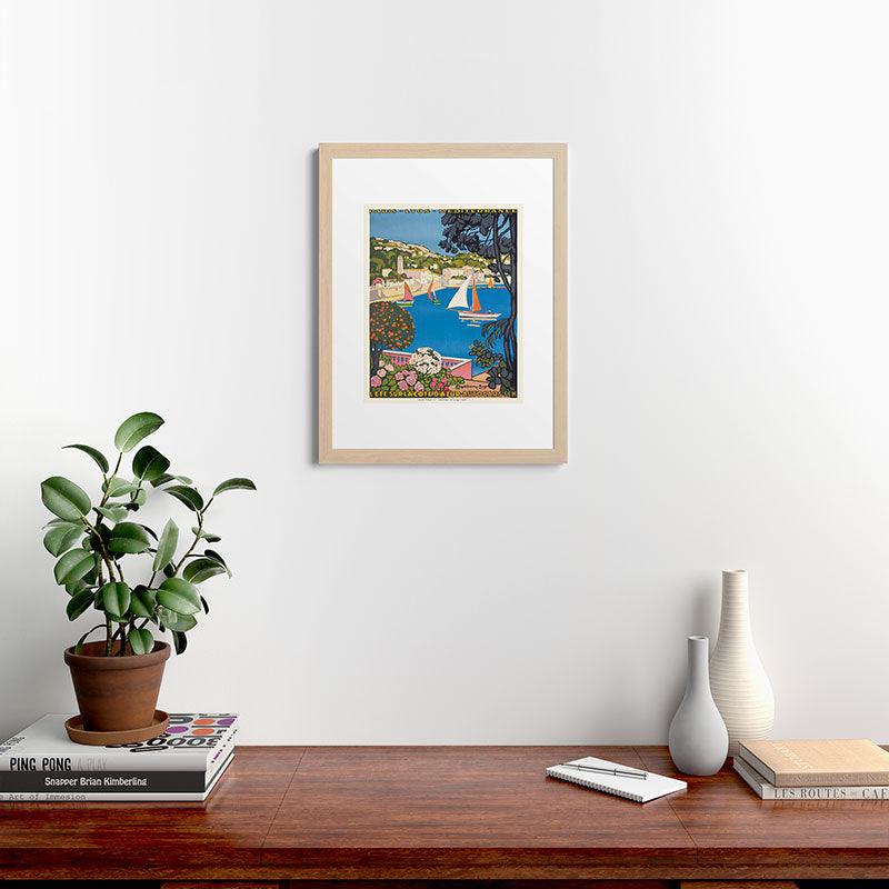 1926 FRANCE Summer On The Cote D'Azur Travel Poster Framed Art Print