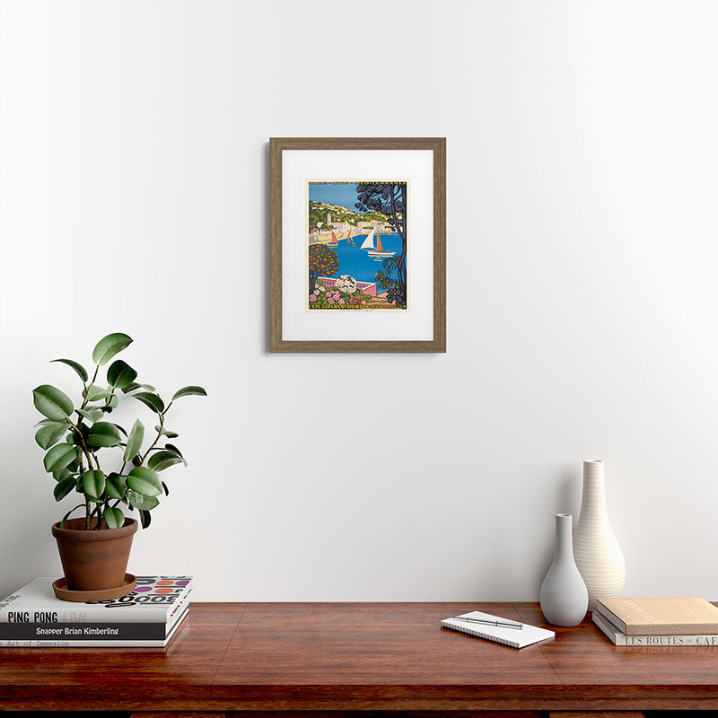 1926 FRANCE Summer On The Cote D'Azur Travel Poster Framed Art Print