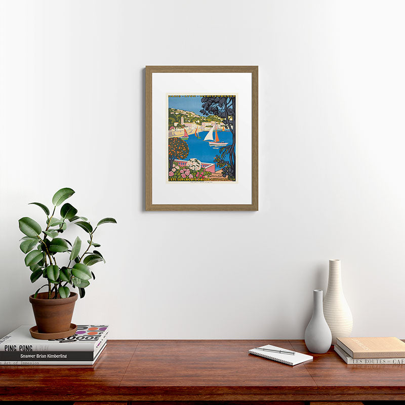 1926 FRANCE Summer On The Cote D'Azur Travel Poster Framed Art Print