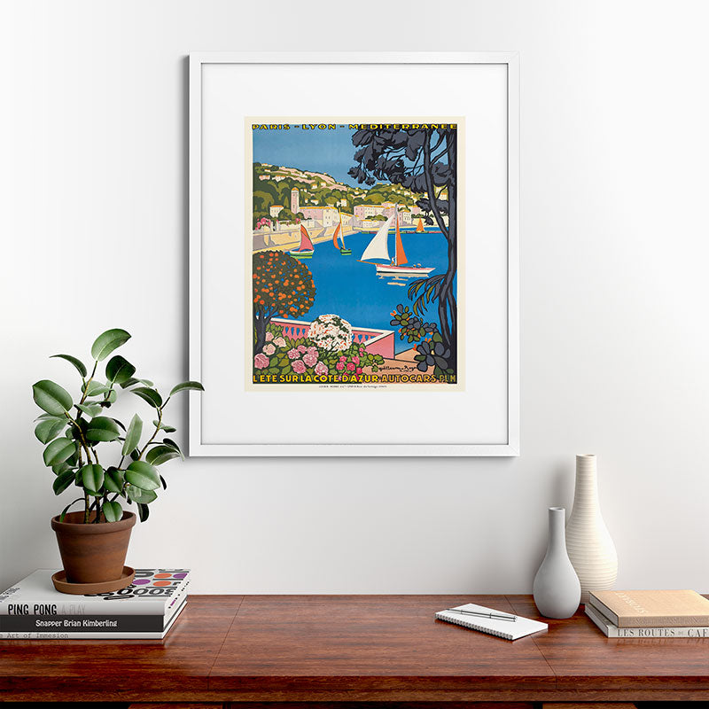 1926 FRANCE Summer On The Cote D'Azur Travel Poster Framed Art Print