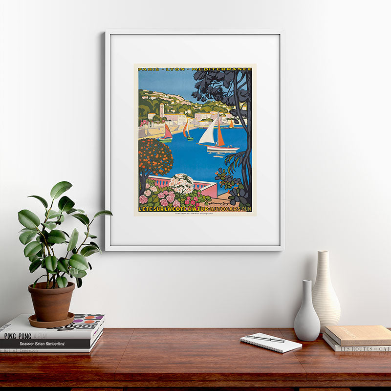 1926 FRANCE Summer On The Cote D'Azur Travel Poster Framed Art Print