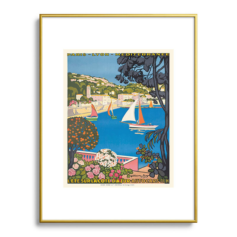 1926 FRANCE Summer On The Cote D'Azur Travel Poster Framed Art Print