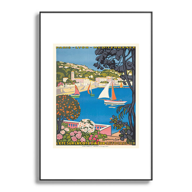 1926 FRANCE Summer On The Cote D'Azur Travel Poster Framed Art Print