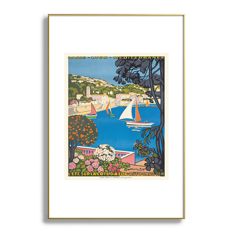 1926 FRANCE Summer On The Cote D'Azur Travel Poster Framed Art Print