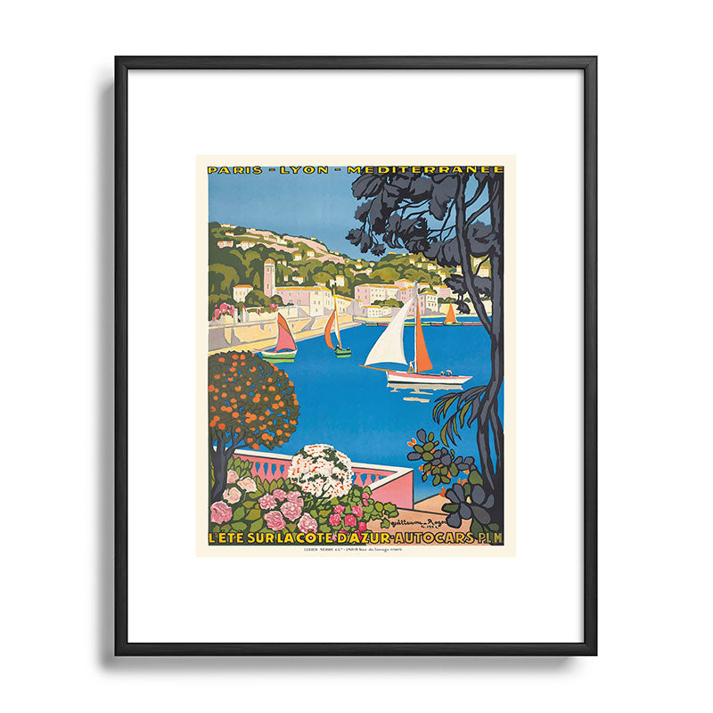 1926 FRANCE Summer On The Cote D'Azur Travel Poster Framed Art Print