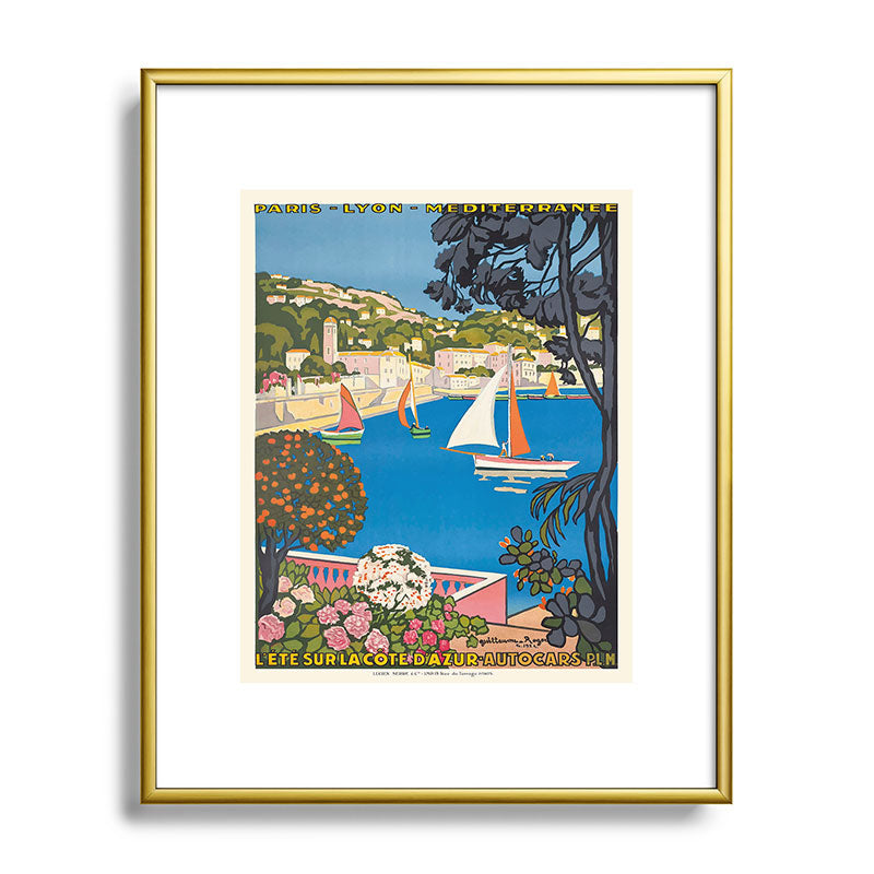 1926 FRANCE Summer On The Cote D'Azur Travel Poster Framed Art Print