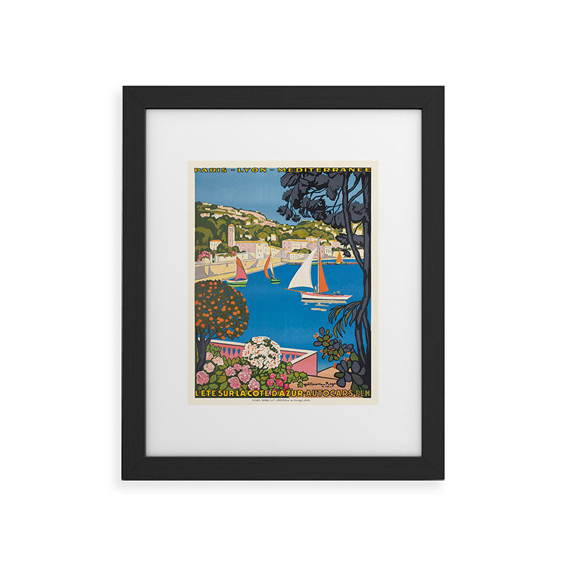 1926 FRANCE Summer On The Cote D'Azur Travel Poster Framed Art Print