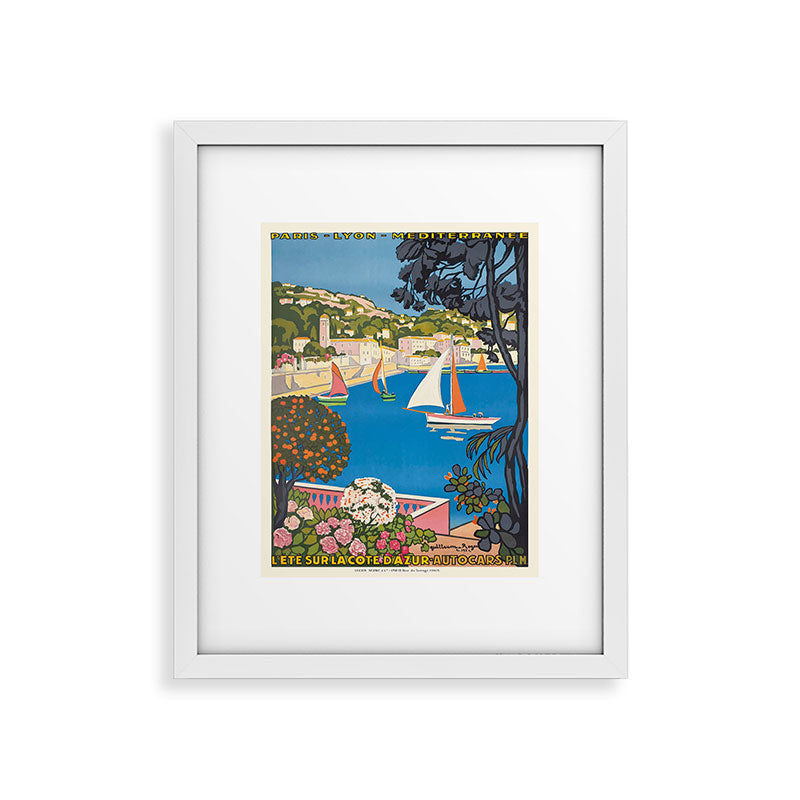 1926 FRANCE Summer On The Cote D'Azur Travel Poster Framed Art Print