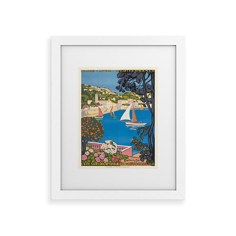 1926 FRANCE Summer On The Cote D'Azur Travel Poster Framed Art Print