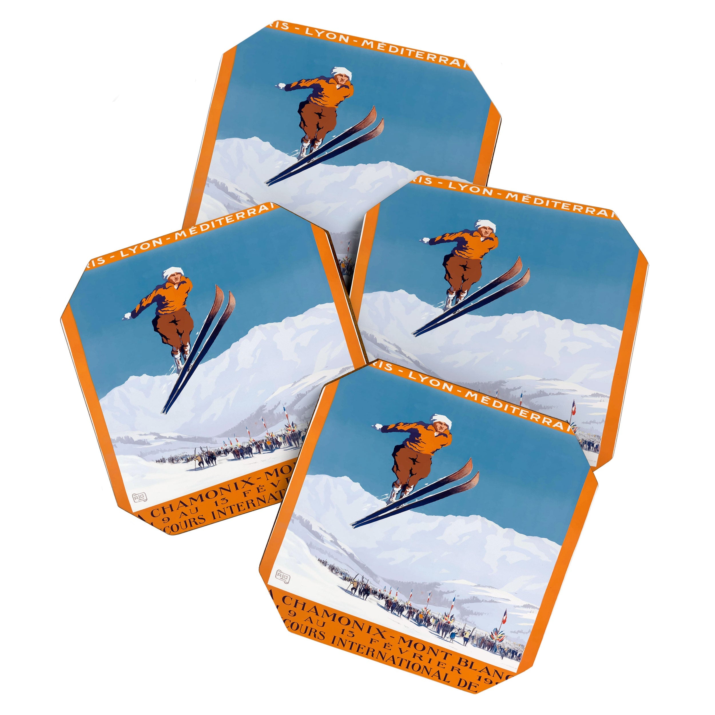 1927 Chamonix - Mont Blanc France Ski Championship Poster Coaster