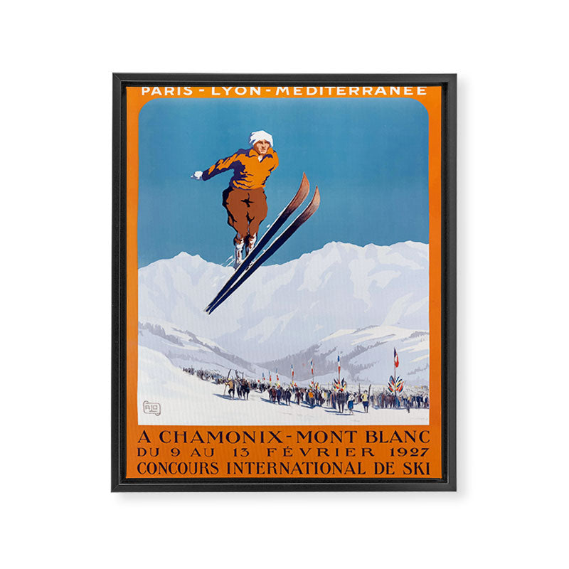1927 Chamonix - Mont Blanc France Ski Championship Poster Framed Canvas Print