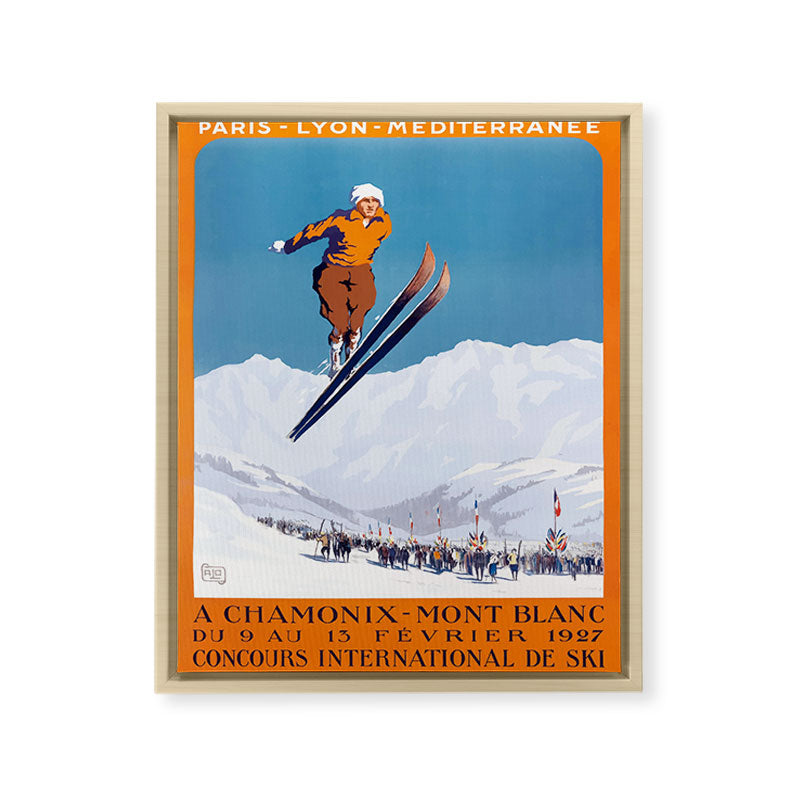 1927 Chamonix - Mont Blanc France Ski Championship Poster Framed Canvas Print