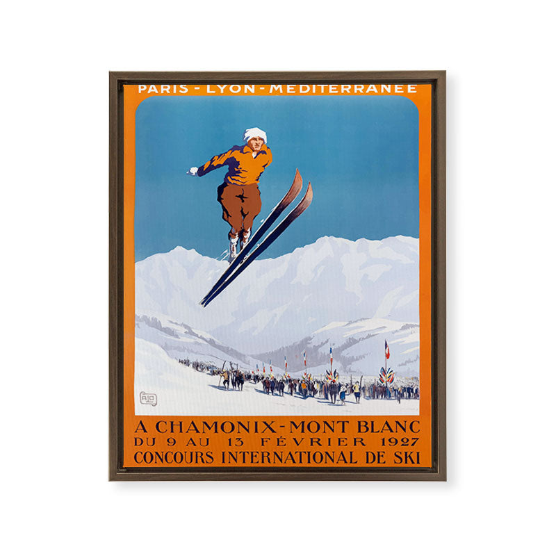 1927 Chamonix - Mont Blanc France Ski Championship Poster Framed Canvas Print