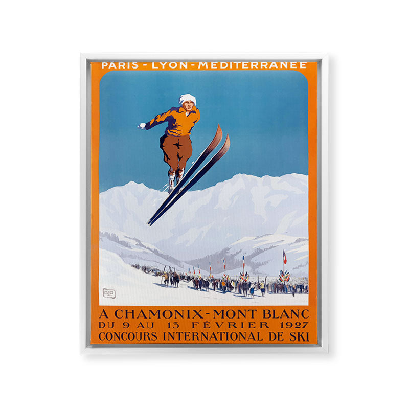 1927 Chamonix - Mont Blanc France Ski Championship Poster Framed Canvas Print