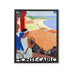 1930 MONTE CARLO Tennis Monaco Travel Poster Framed Canvas Print