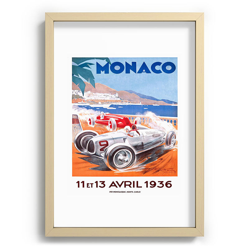 1936 Monaco Grand Prix Race Poster  Framed Art Print
