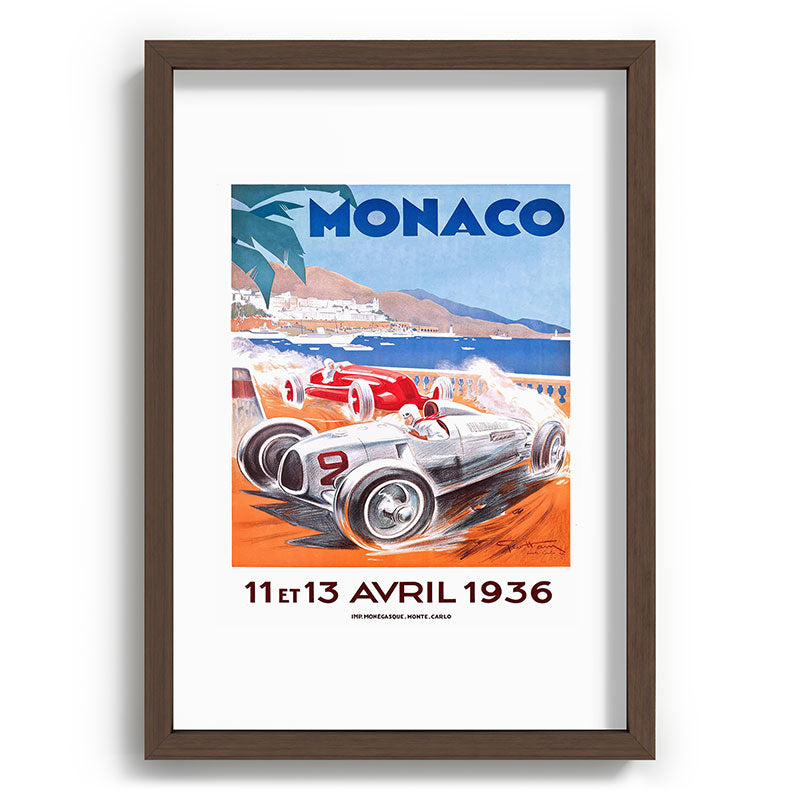 1936 Monaco Grand Prix Race Poster  Framed Art Print