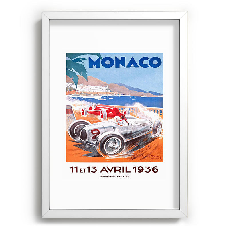 1936 Monaco Grand Prix Race Poster  Framed Art Print