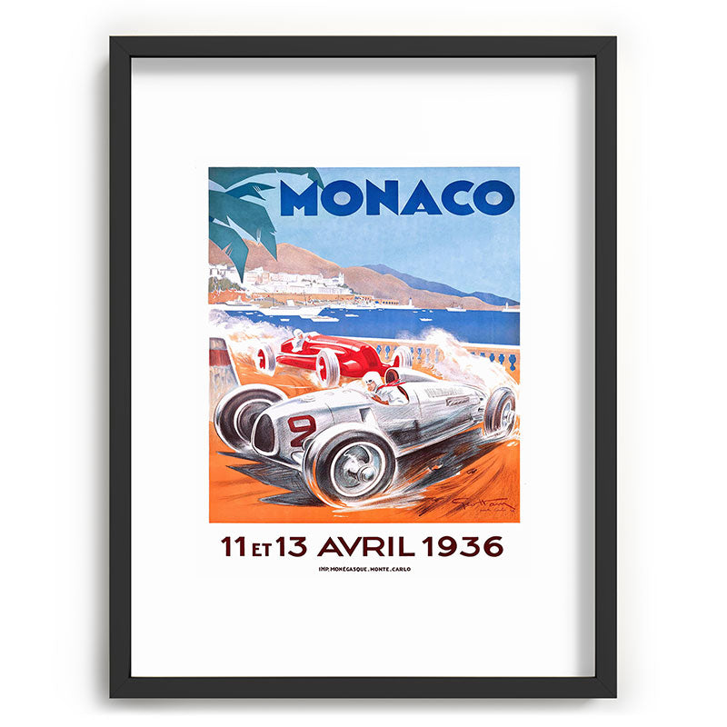1936 Monaco Grand Prix Race Poster  Framed Art Print
