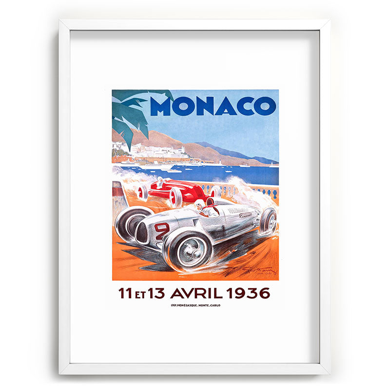 1936 Monaco Grand Prix Race Poster  Framed Art Print