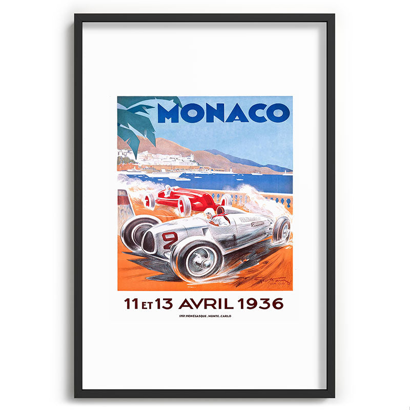 1936 Monaco Grand Prix Race Poster  Framed Art Print