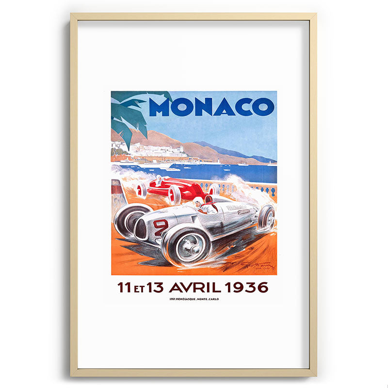 1936 Monaco Grand Prix Race Poster  Framed Art Print