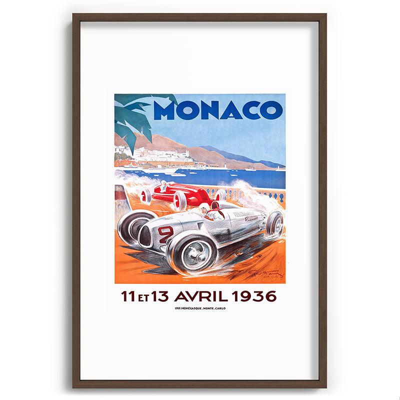 1936 Monaco Grand Prix Race Poster  Framed Art Print