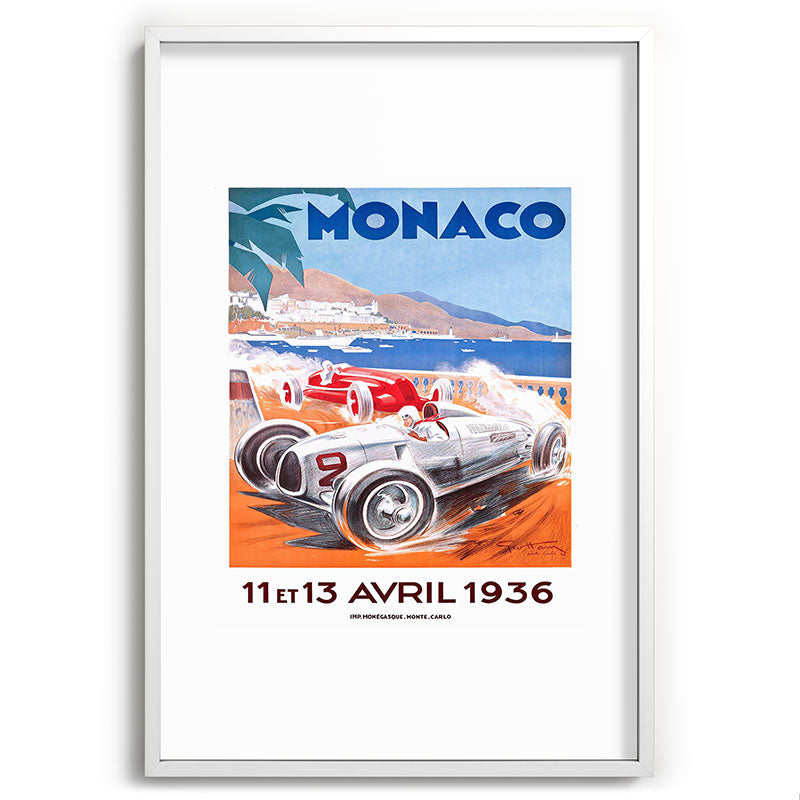 1936 Monaco Grand Prix Race Poster  Framed Art Print