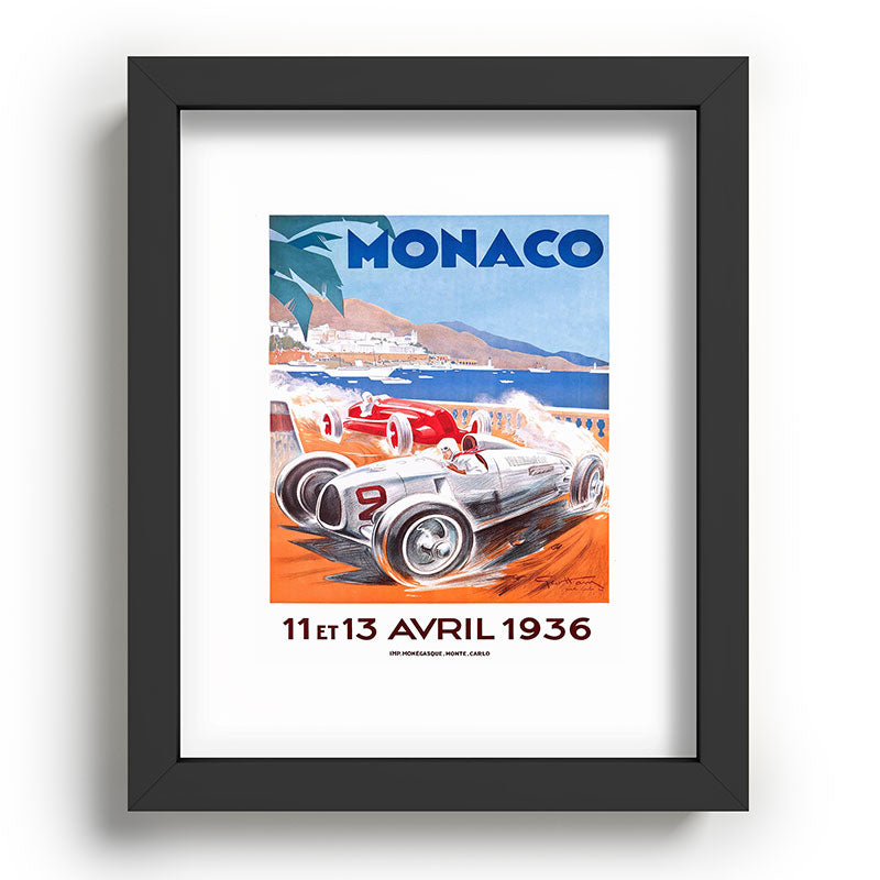1936 Monaco Grand Prix Race Poster  Framed Art Print