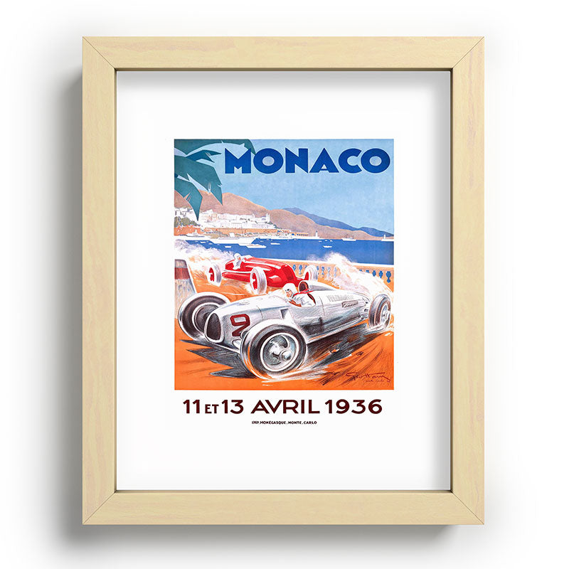 1936 Monaco Grand Prix Race Poster  Framed Art Print