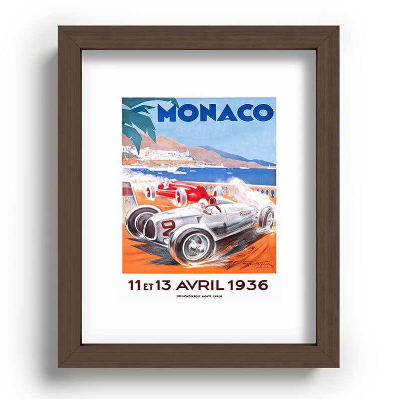 1936 Monaco Grand Prix Race Poster  Framed Art Print
