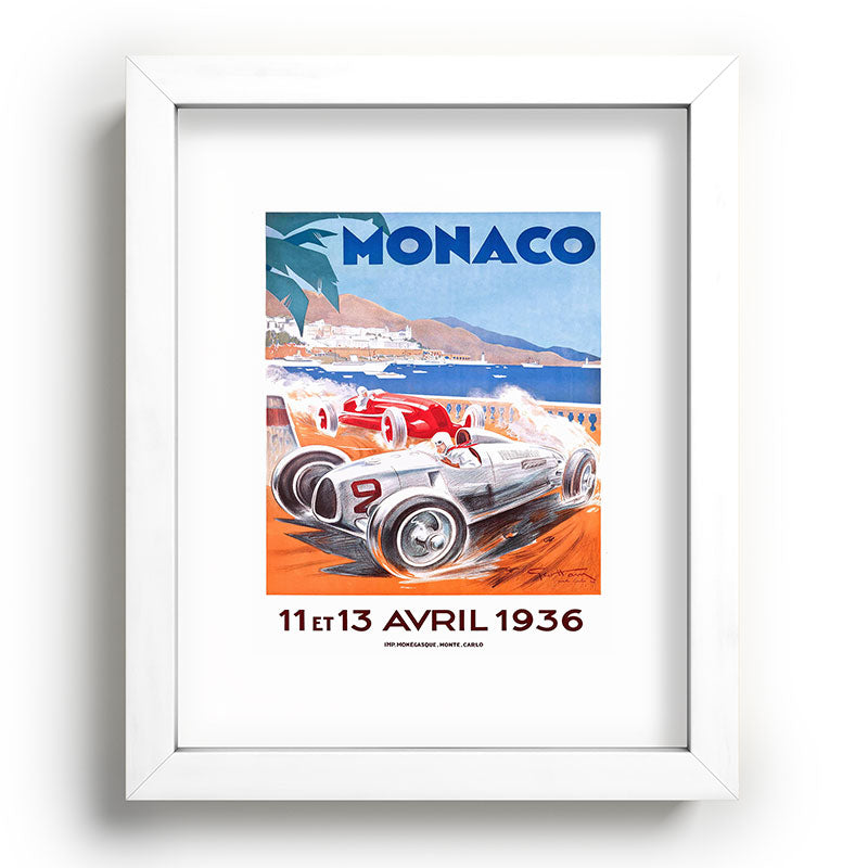 1936 Monaco Grand Prix Race Poster  Framed Art Print
