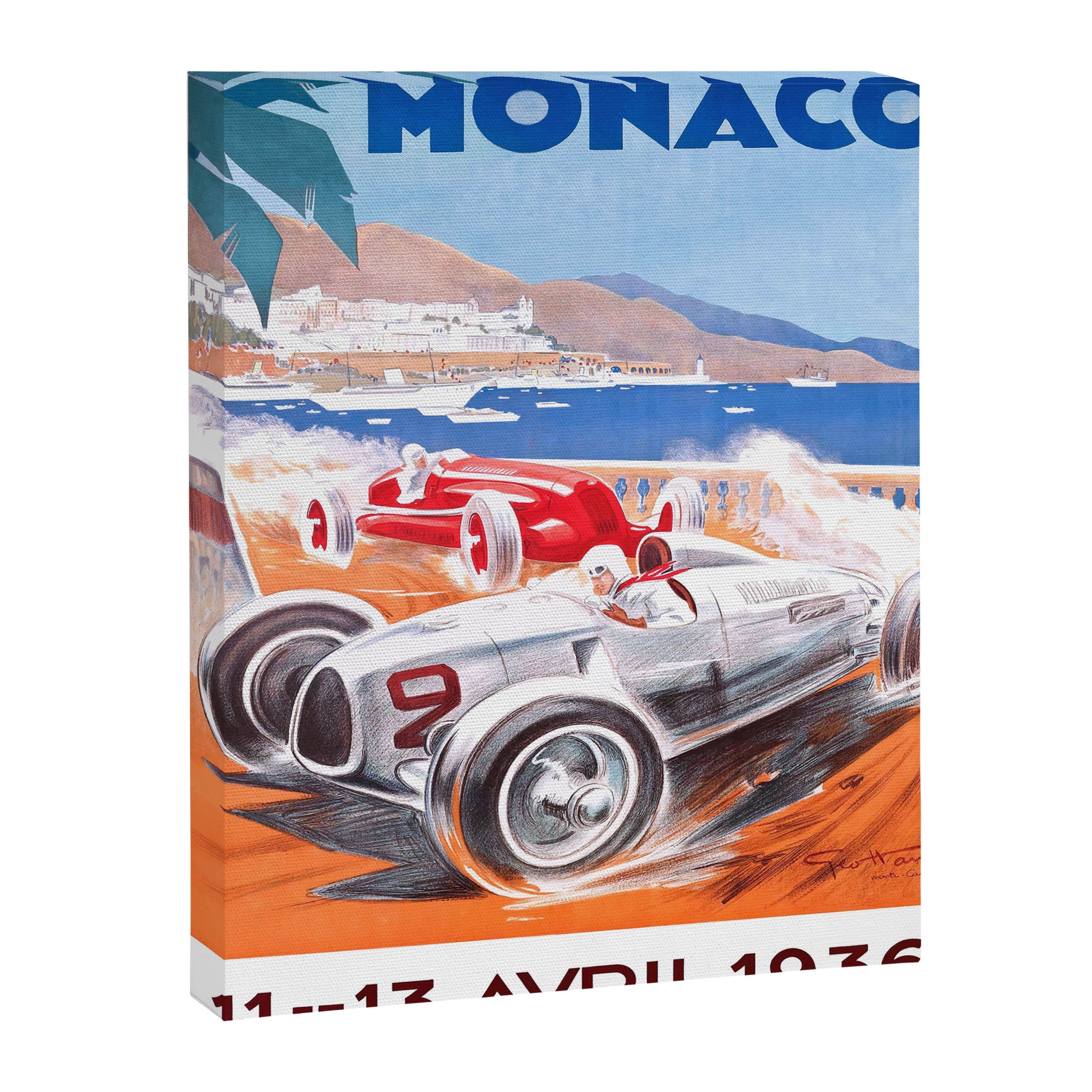 1936 Monaco Grand Prix Race Poster  Canvas Print