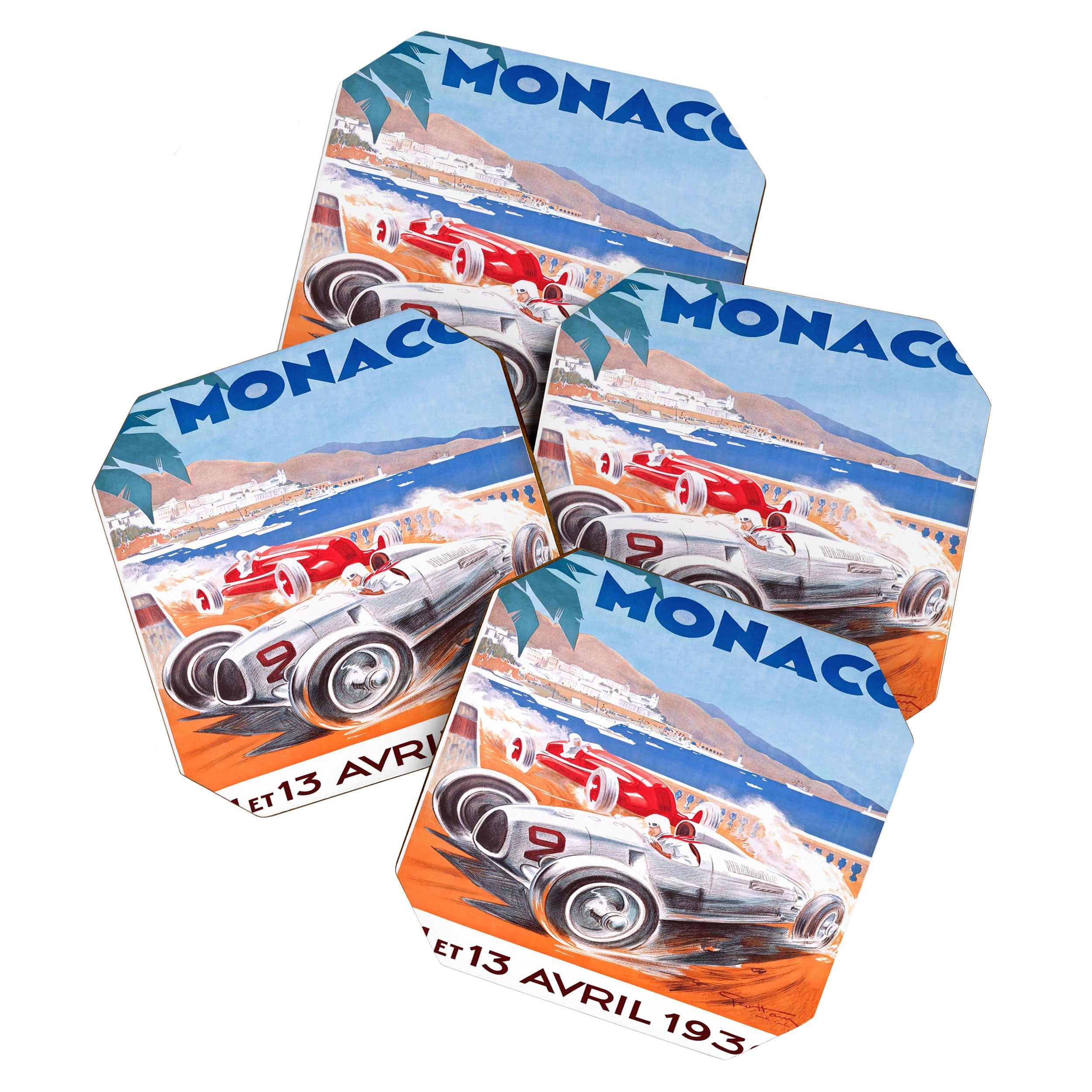 1936 Monaco Grand Prix Race Poster  Coaster