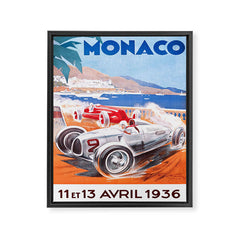 1936 Monaco Grand Prix Race Poster  Framed Canvas Print